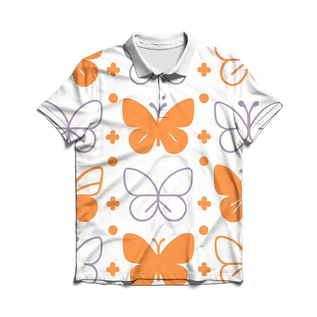Minimal Wing Silhouette Lattice On White branded logo polo shirts