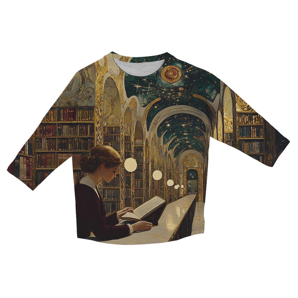 Gustav Klimt Inspired Celestial Library Evening fashion 3/4 sleeve shirts