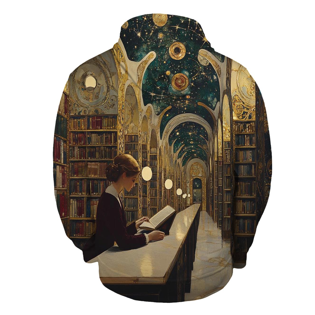 Gustav Klimt Inspired Celestial Library Evening printed hoodies