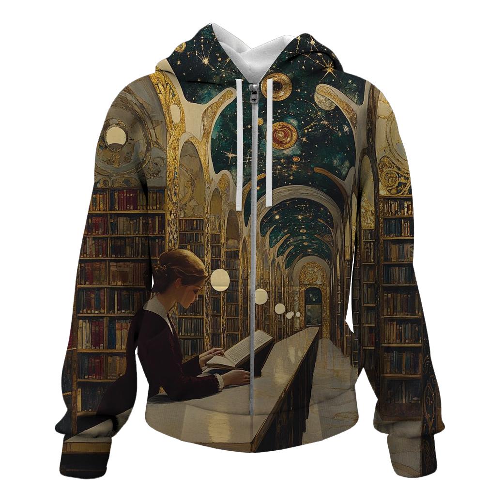 Gustav Klimt Inspired Celestial Library Evening designer hoodies