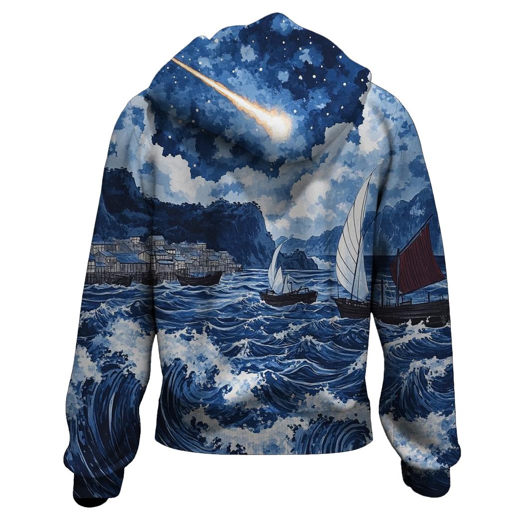 Hokusai Inspired Comet Harbor Storm hoodie trends