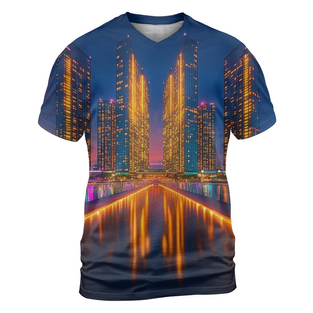 Marina Bay Sands - Singapore artistic all-over print tops