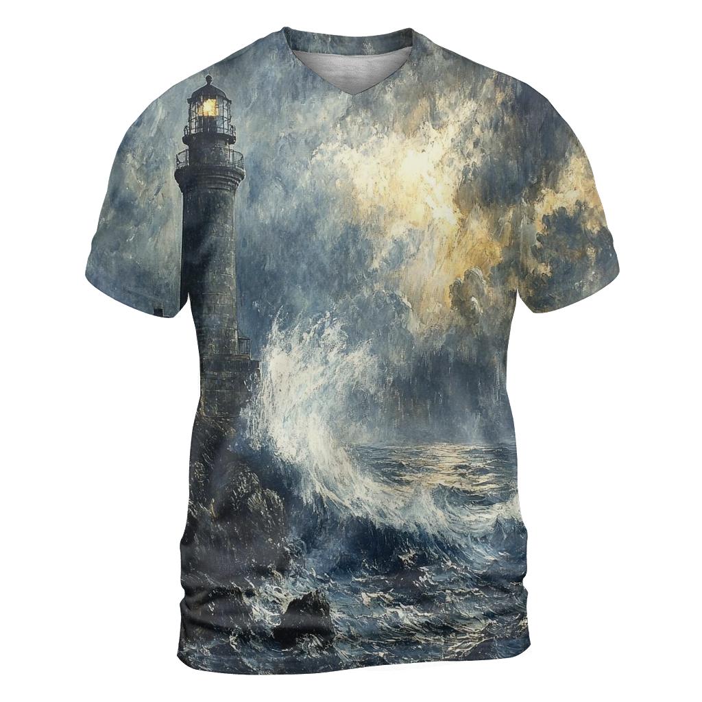 J M W Turner Inspired Storm Over Lighthouse Coast custom all-over print shirts