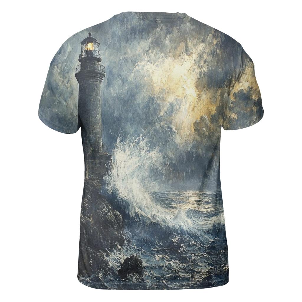 J M W Turner Inspired Storm Over Lighthouse Coast custom all-over print shirts