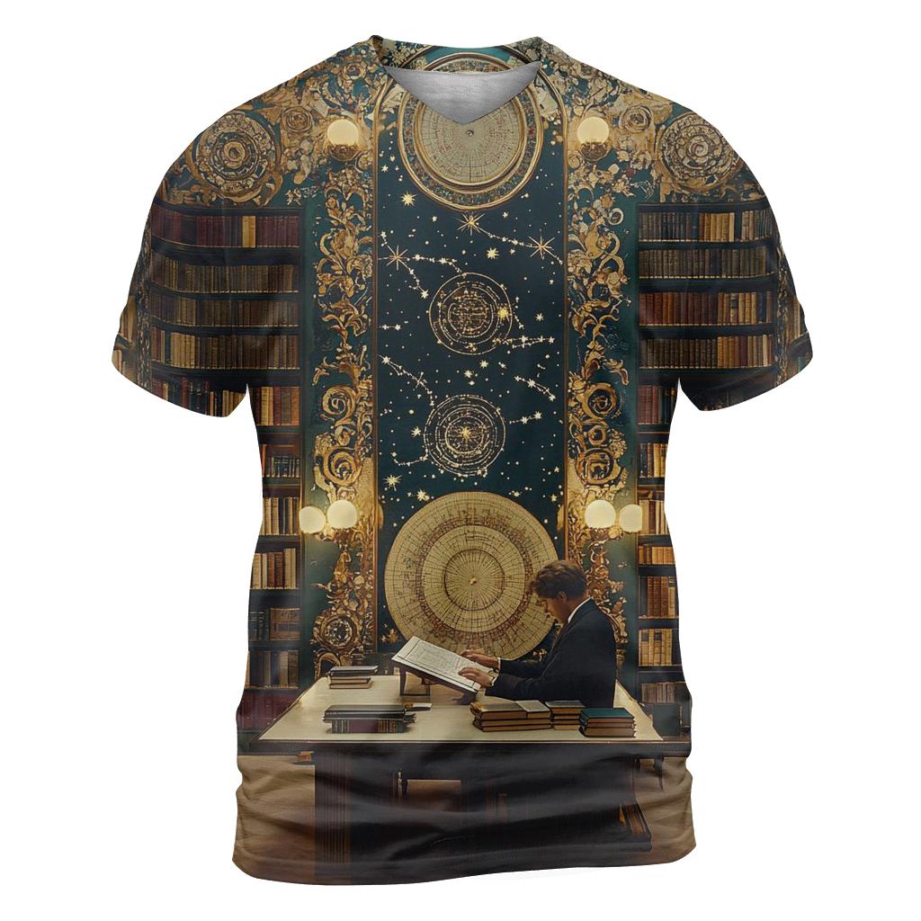 Gustav Klimt Inspired Library Of Celestial Maps trendy printed shirt styles