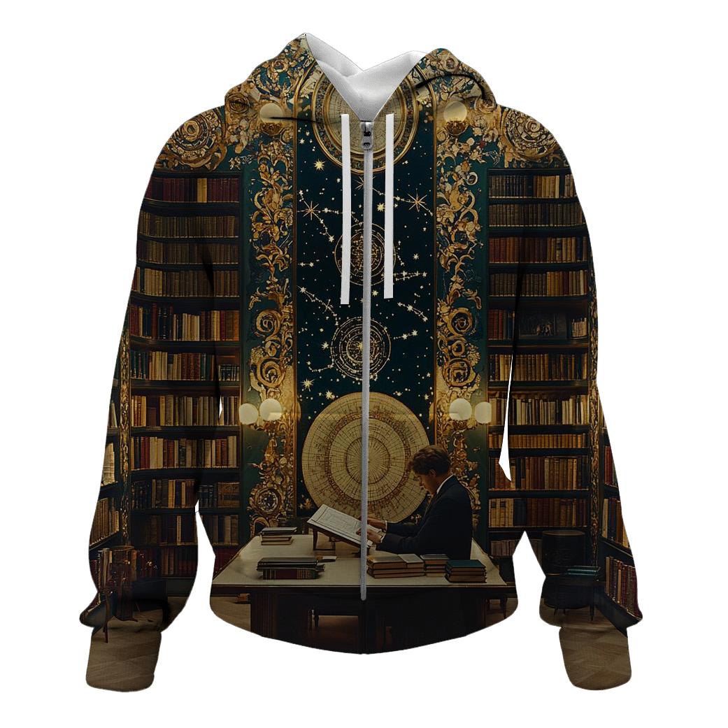 Gustav Klimt Inspired Library Of Celestial Maps embroidered hoodies