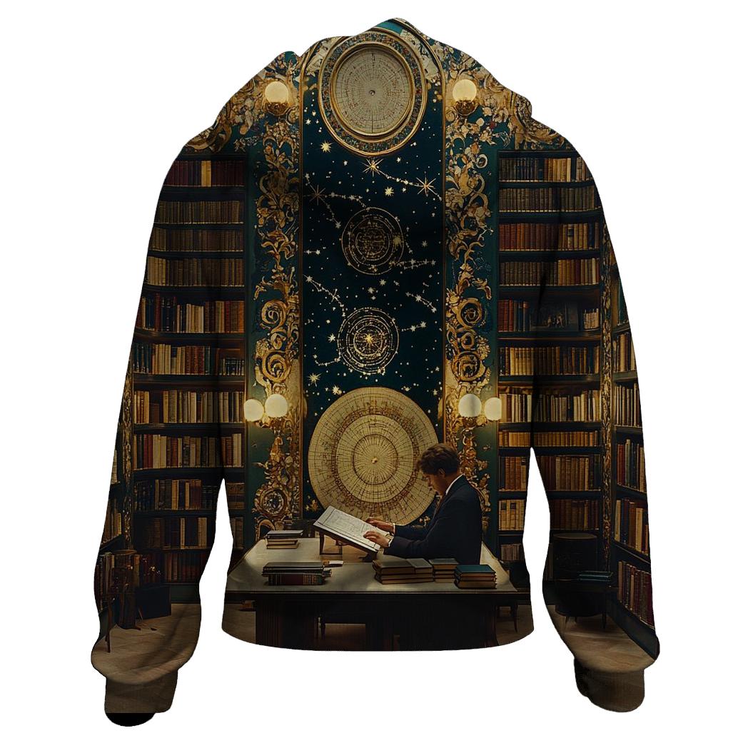 Gustav Klimt Inspired Library Of Celestial Maps embroidered hoodies