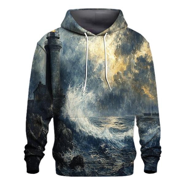 J M W Turner Inspired Storm Over Lighthouse Coast hoodie styles