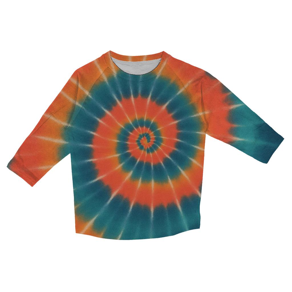 Solar Flare Spiral Overdye printed three quarter sleeve shirts