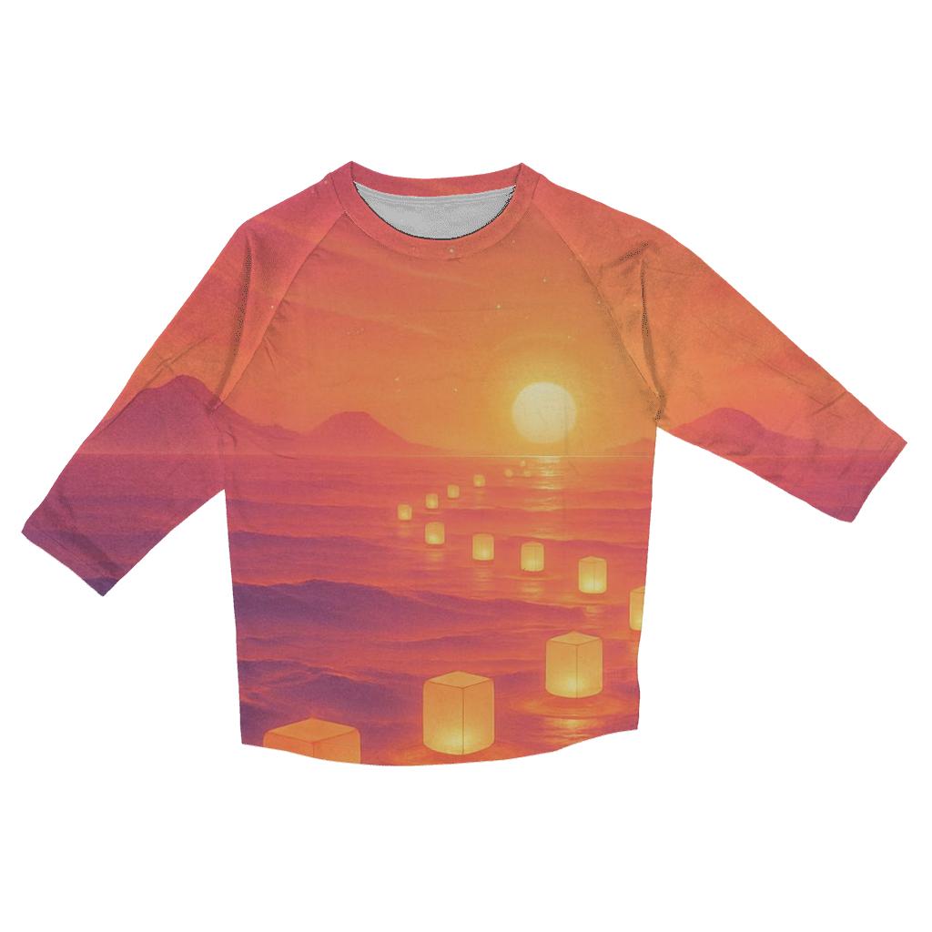 Lantern Tide At Coral Dusk trendy 3/4 sleeve tops