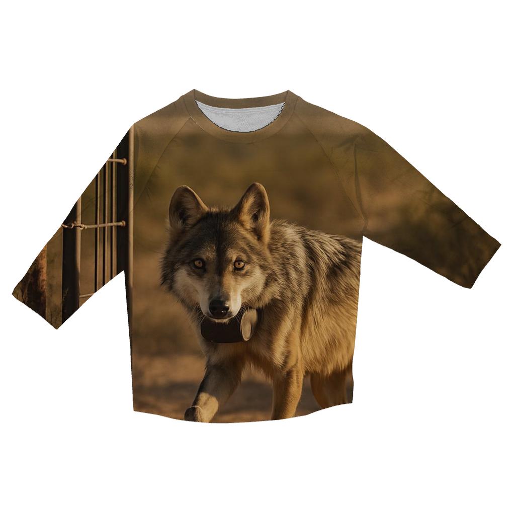 Mexican Gray Wolf At A Wildlife Corridor Fence Gap trendy 3/4 sleeve tops