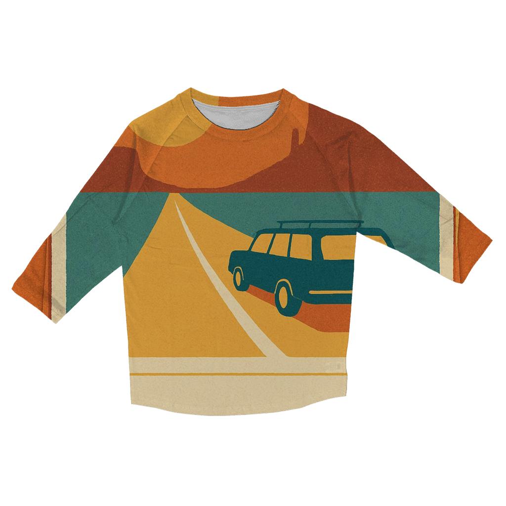 Seventies Road Trip Postcard Collage casual three quarter sleeve shirts