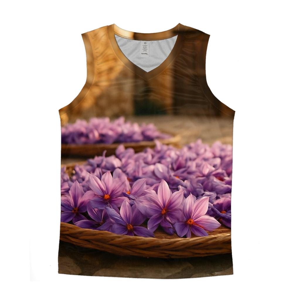 Saffron Crocus Harvest Trays In A Stone Courtyard designer workout tanks