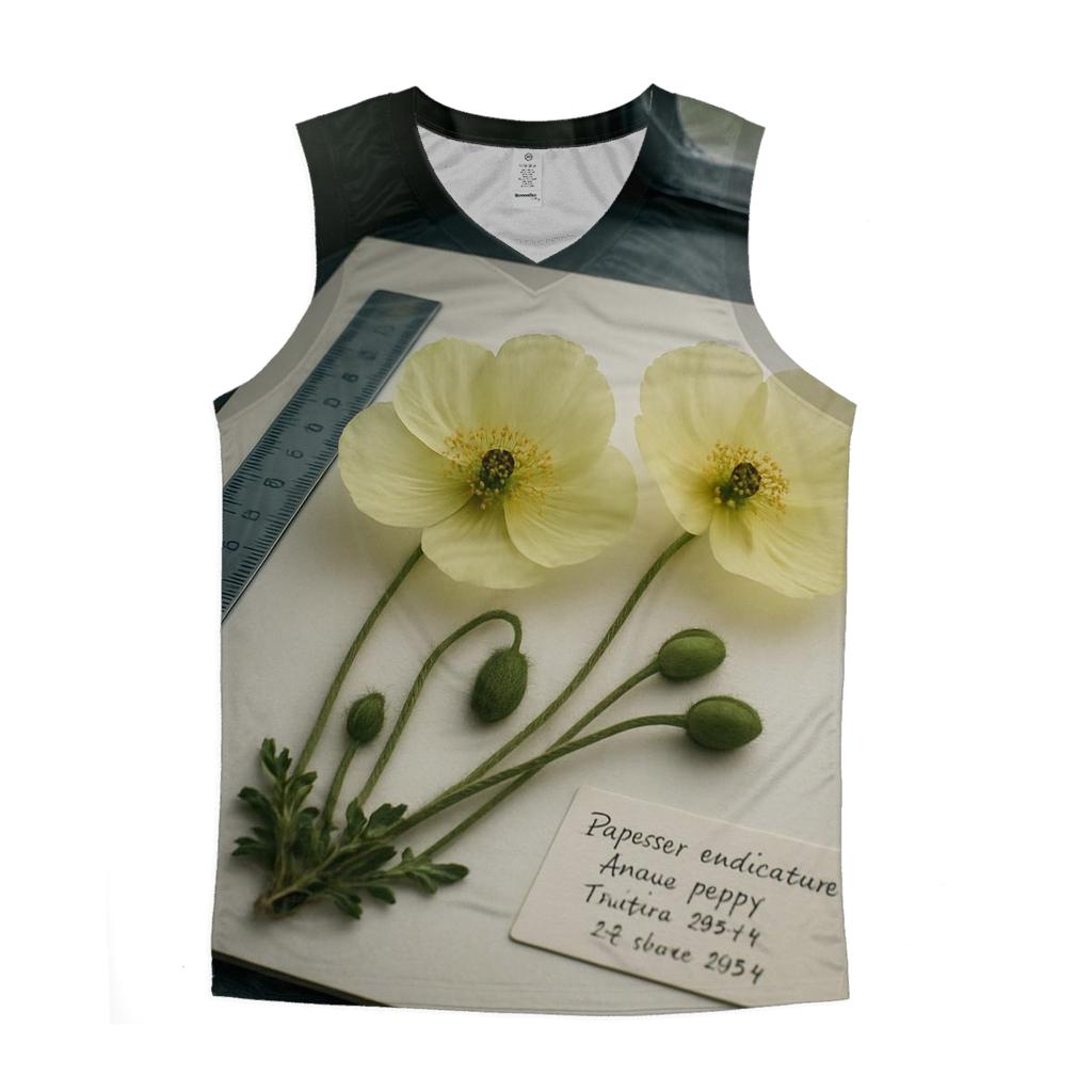 Arctic Poppy Specimen Sheet In A Field Herbarium Tent graphic print tank tops