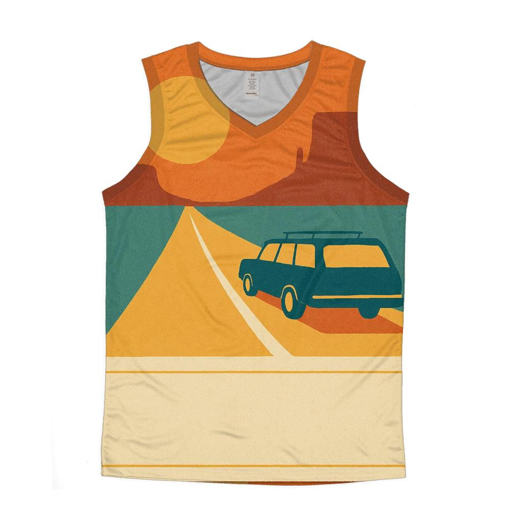 Seventies Road Trip Postcard Collage graphic print tank tops