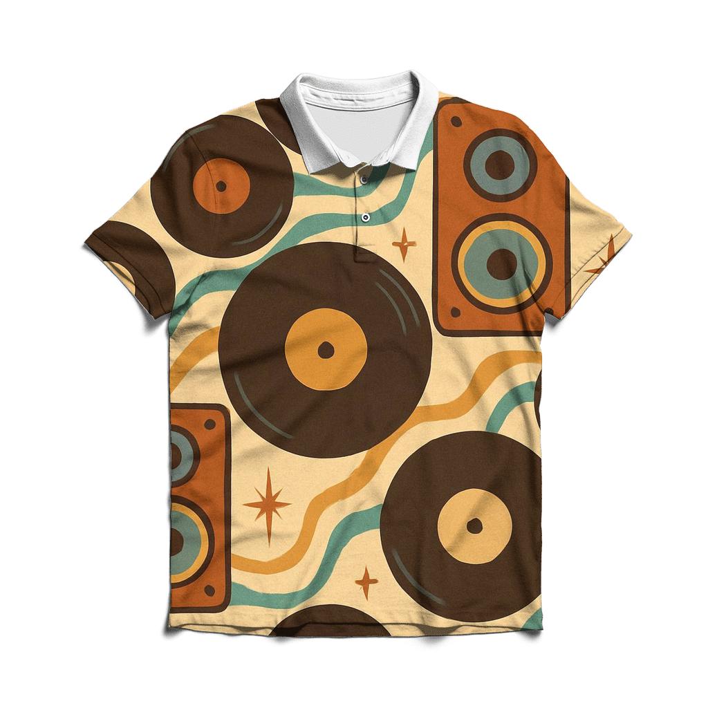 Groovy Vinyl Lounge Patterns stylish collar polo tees