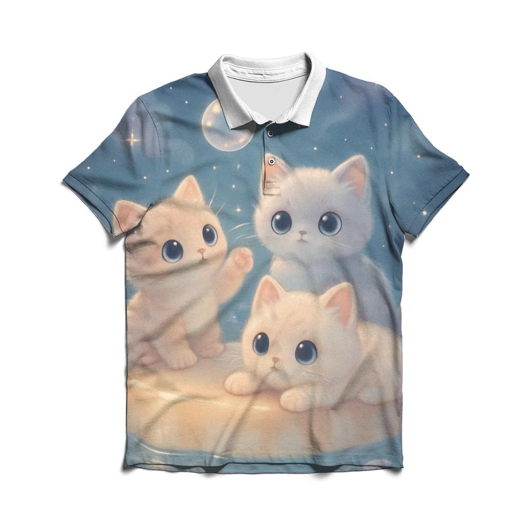 Moonlit Pudding Cat Cove stylish collar polo tees