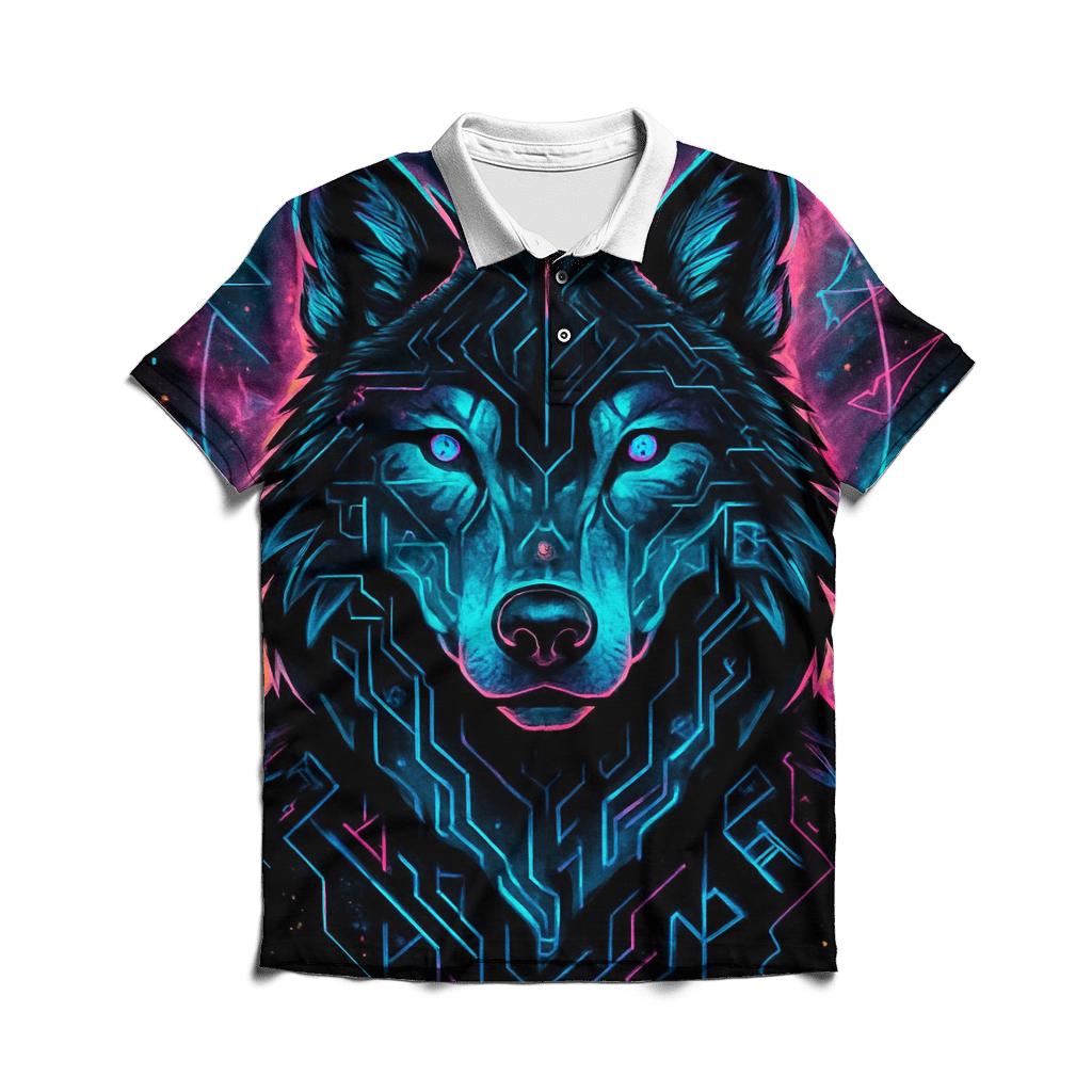 Aurora Circuit Wolf Sentinel stylish collar polo tees
