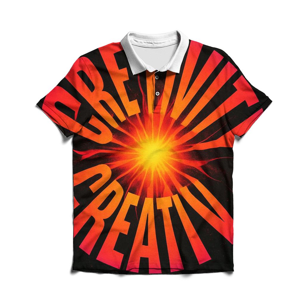 Solar Flare Typography Bloom casual sports polo shirts