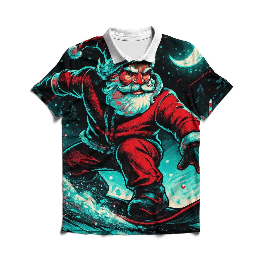 Neon Snowstorm Santa Street Rider designer slim fit polos