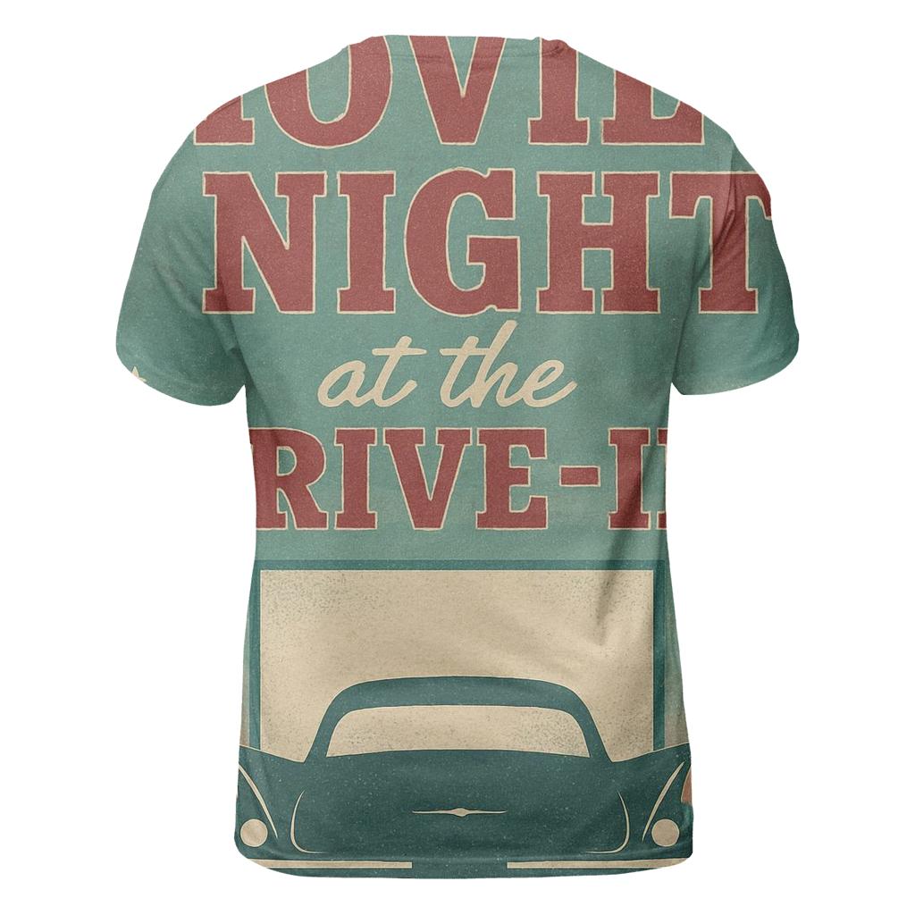 Weathered 1950s Drive In Movie Night Poster statement graphic shirts