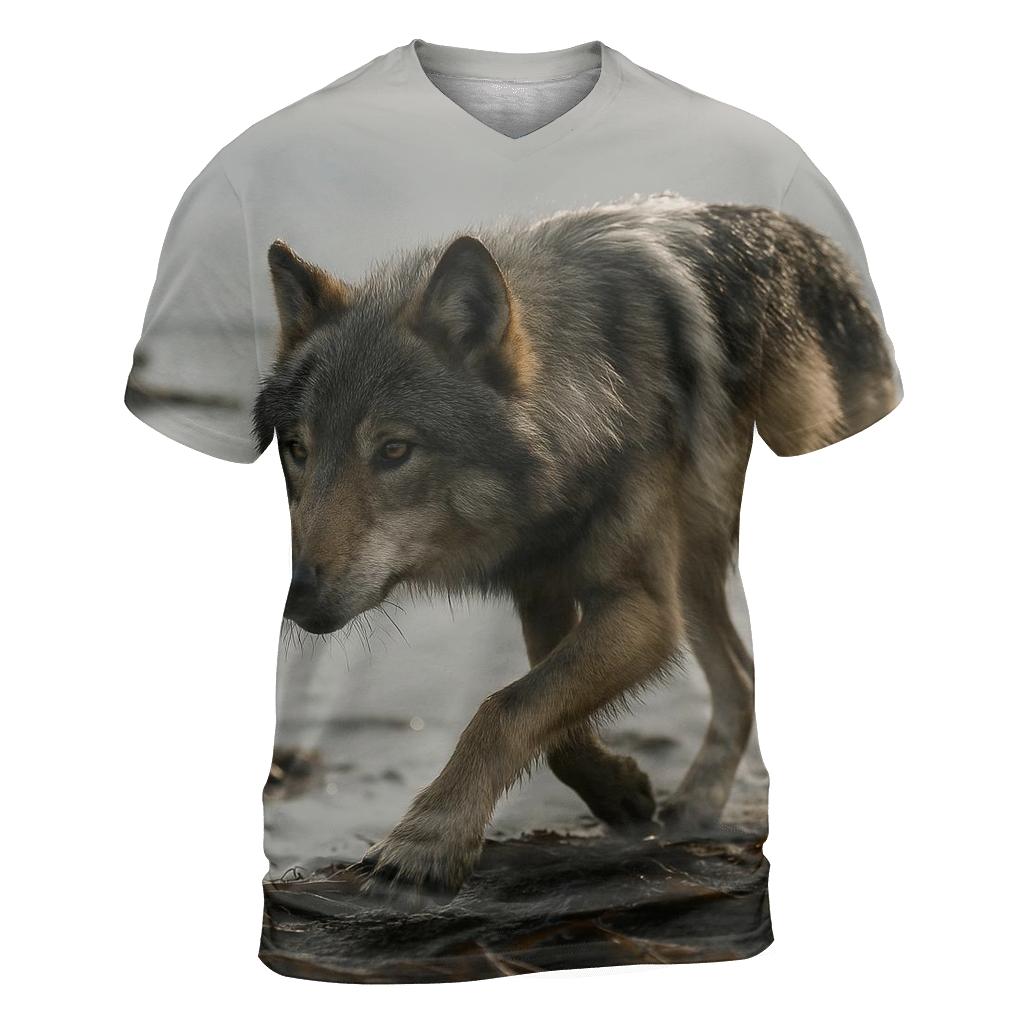 Sea Wolf Tracking Salmon Along Kelp Shore designer pattern shirts