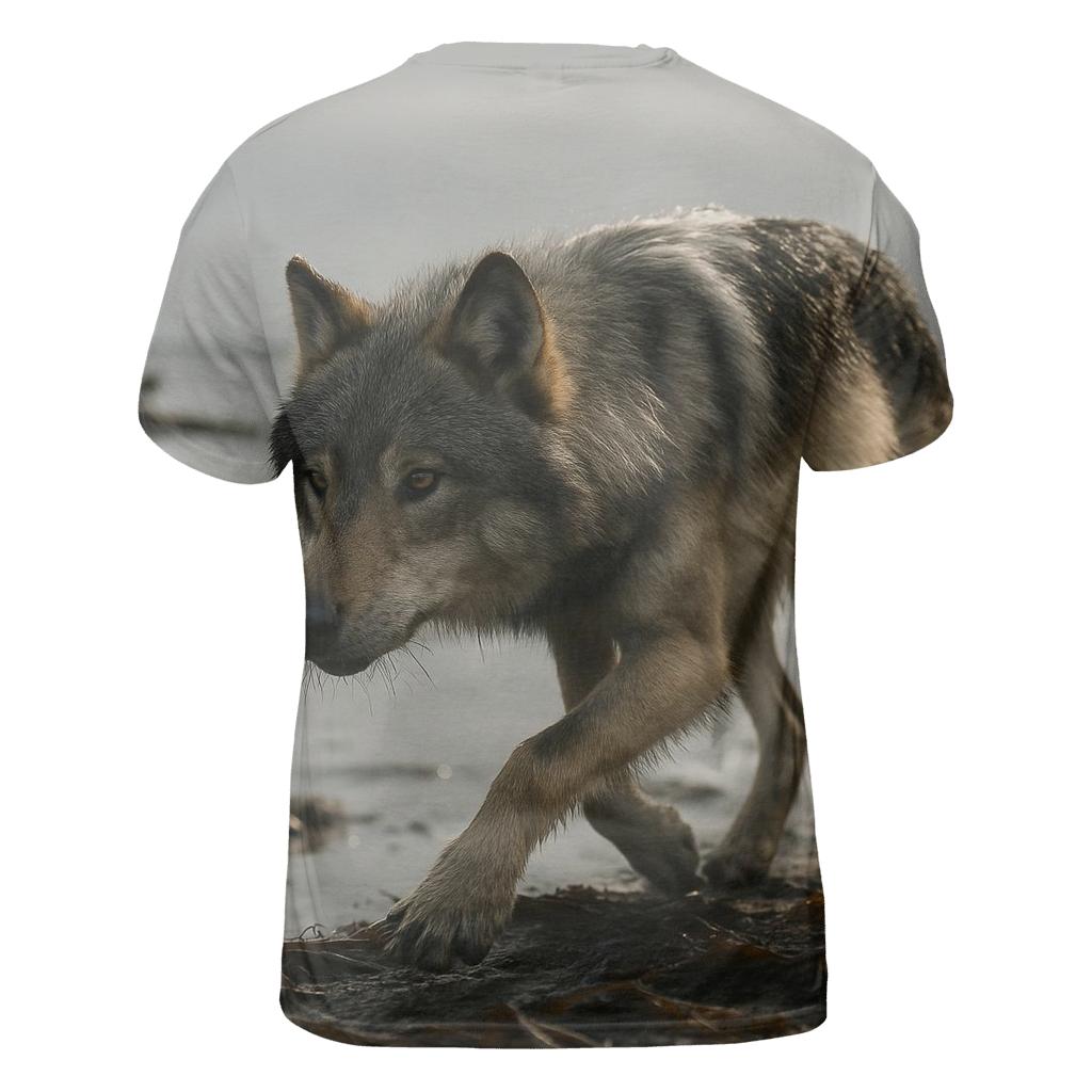 Sea Wolf Tracking Salmon Along Kelp Shore designer pattern shirts