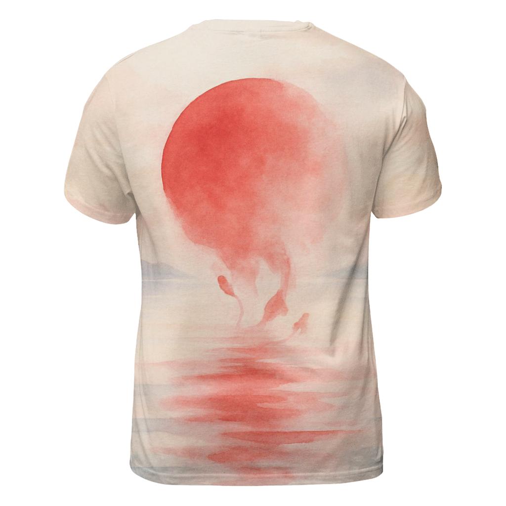 Rising Sun Over Watercolor Tides Japan unique graphic print tees