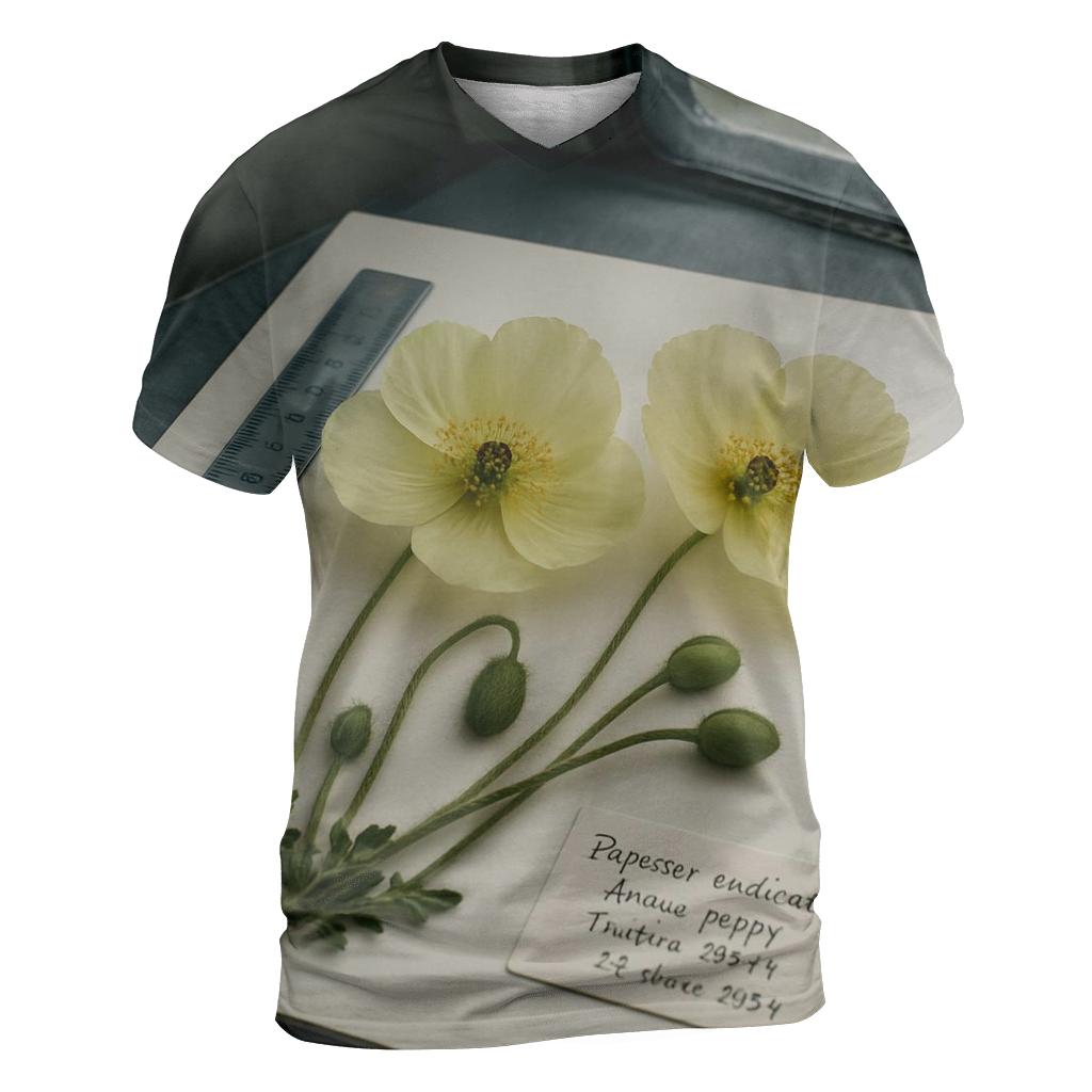 Arctic Poppy Specimen Sheet In A Field Herbarium Tent custom all-over print shirts