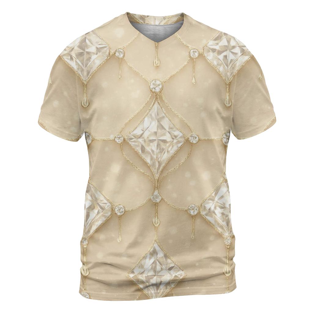Champagne Crystal Lattice artistic all-over print tops