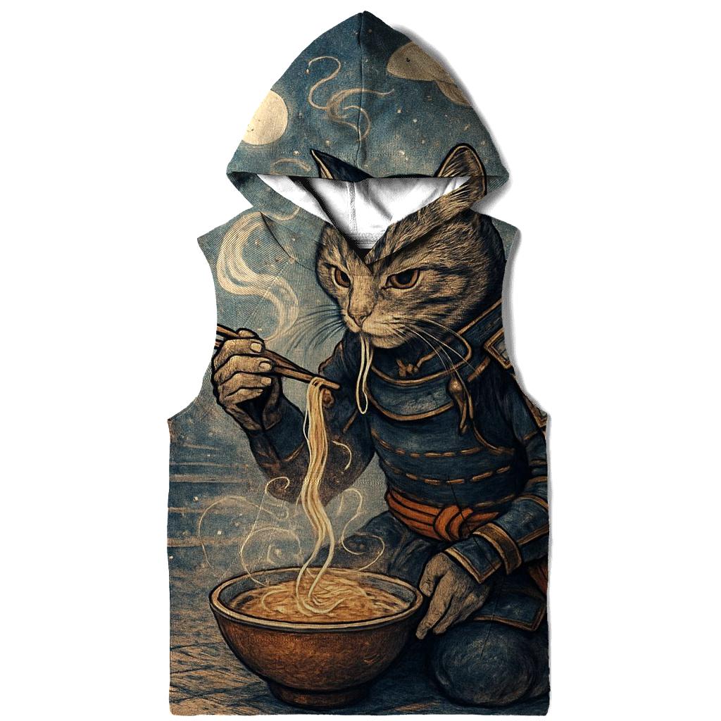 Moonlit Ramen Ronin Cat graphic hoodies