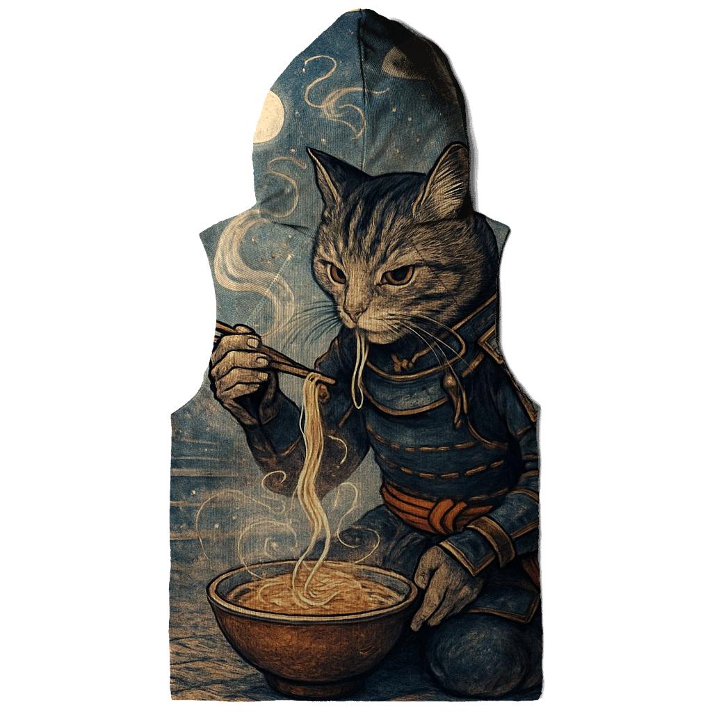 Moonlit Ramen Ronin Cat graphic hoodies