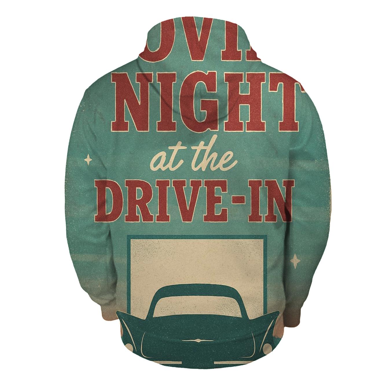 Weathered 1950s Drive In Movie Night Poster zip-up hoodies