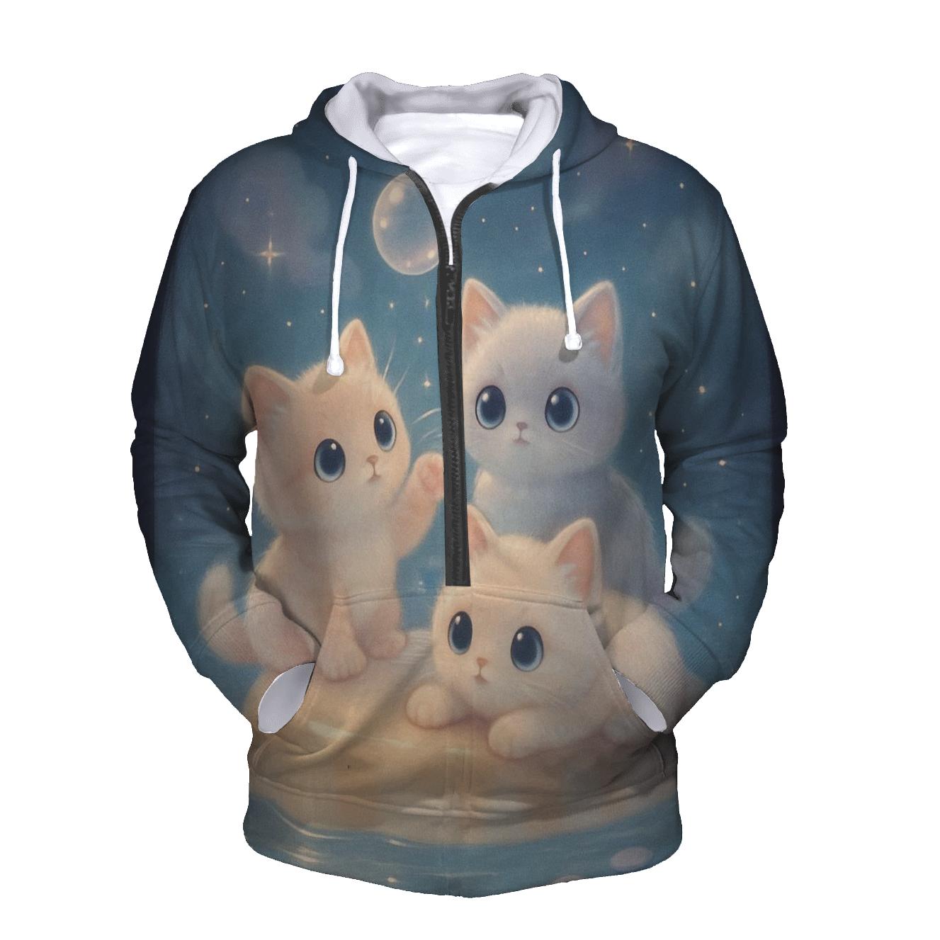 Moonlit Pudding Cat Cove embroidered hoodies