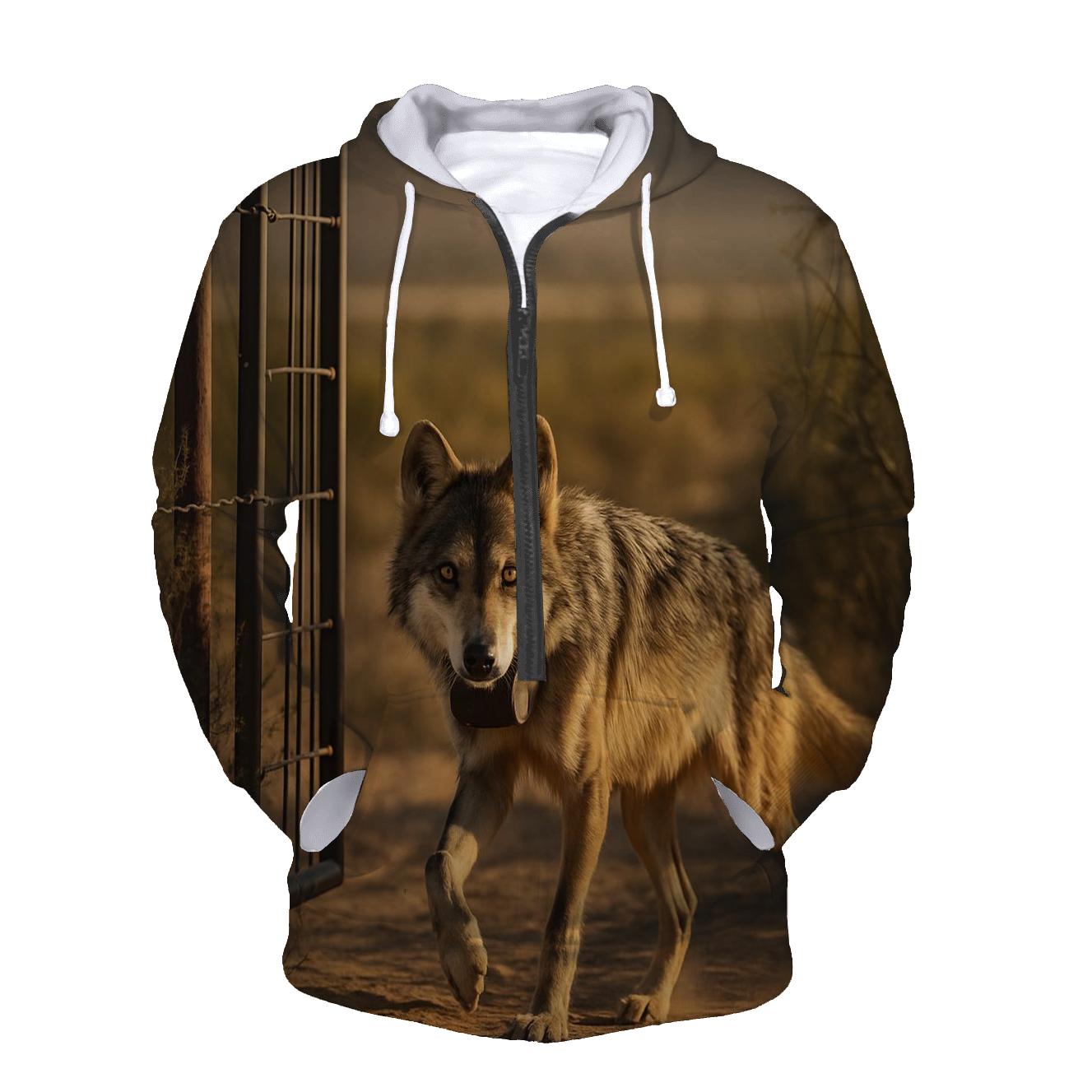 Mexican Gray Wolf At A Wildlife Corridor Fence Gap hoodie designs