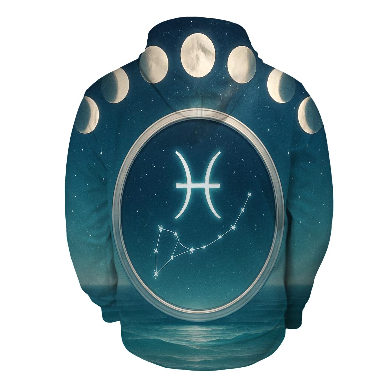 Pisces Moon Tide Mirror Portal embroidered hoodies