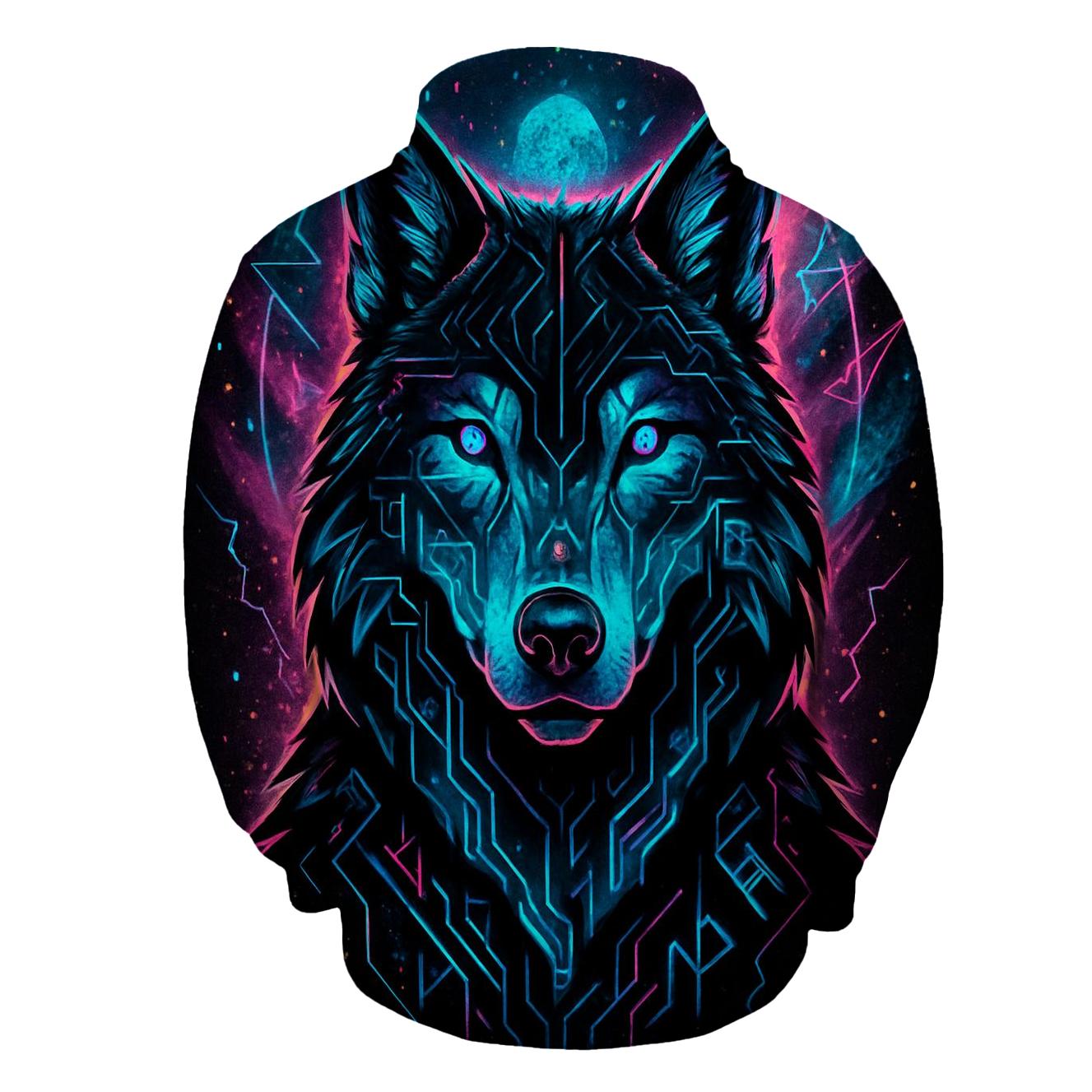 Aurora Circuit Wolf Sentinel hoodie designs