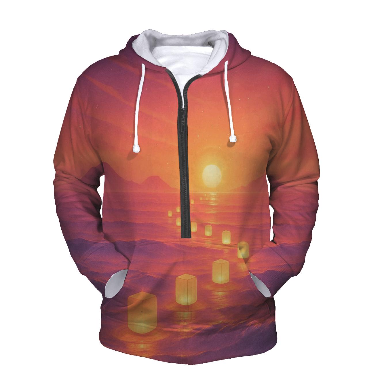Lantern Tide At Coral Dusk premium hoodies