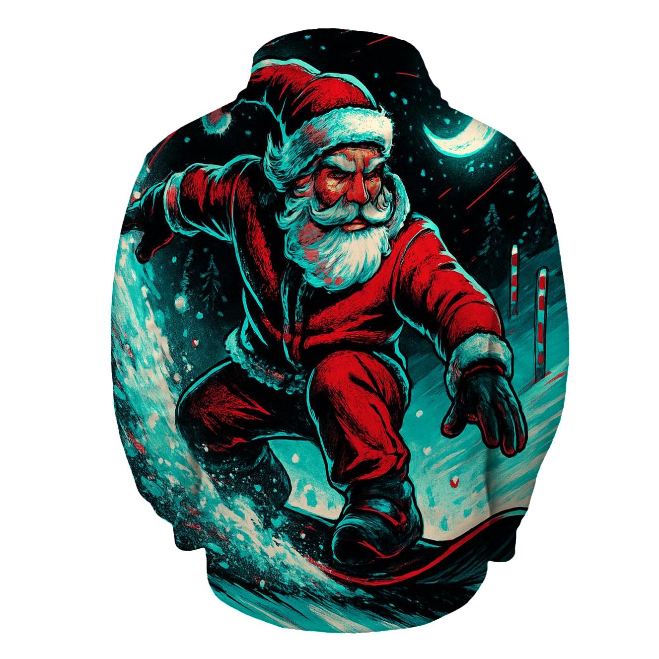 Neon Snowstorm Santa Street Rider hoodies fashion