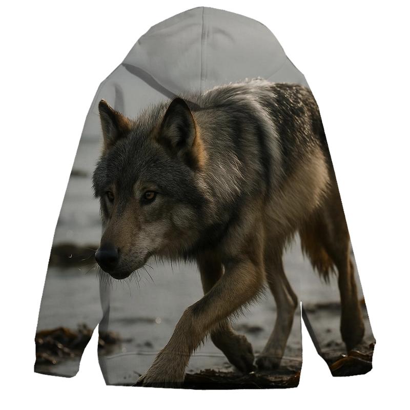Sea Wolf Tracking Salmon Along Kelp Shore heavyweight hoodies
