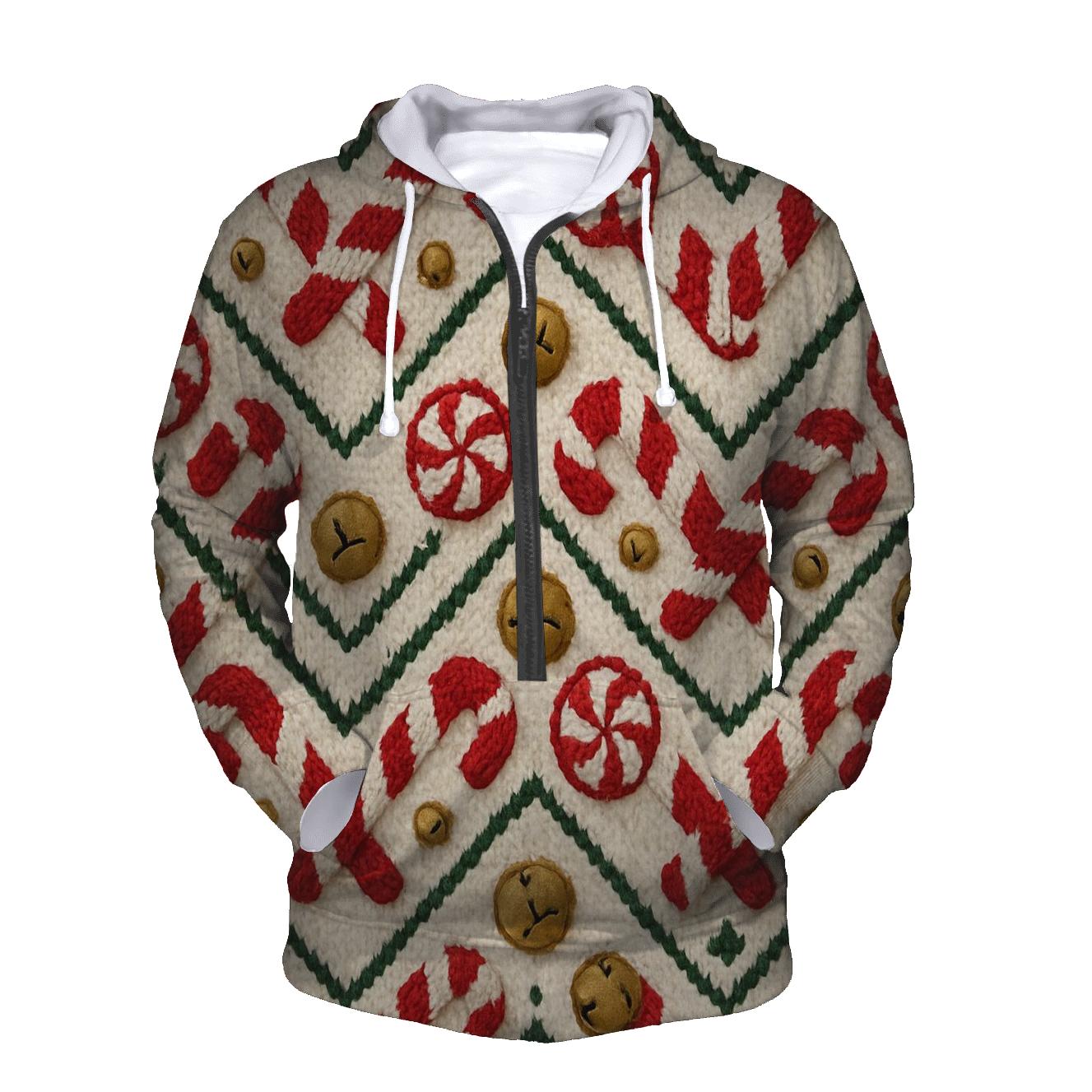 Candy Cane Knit Chevron Repeat On Warm Ivory Background graphic hoodies