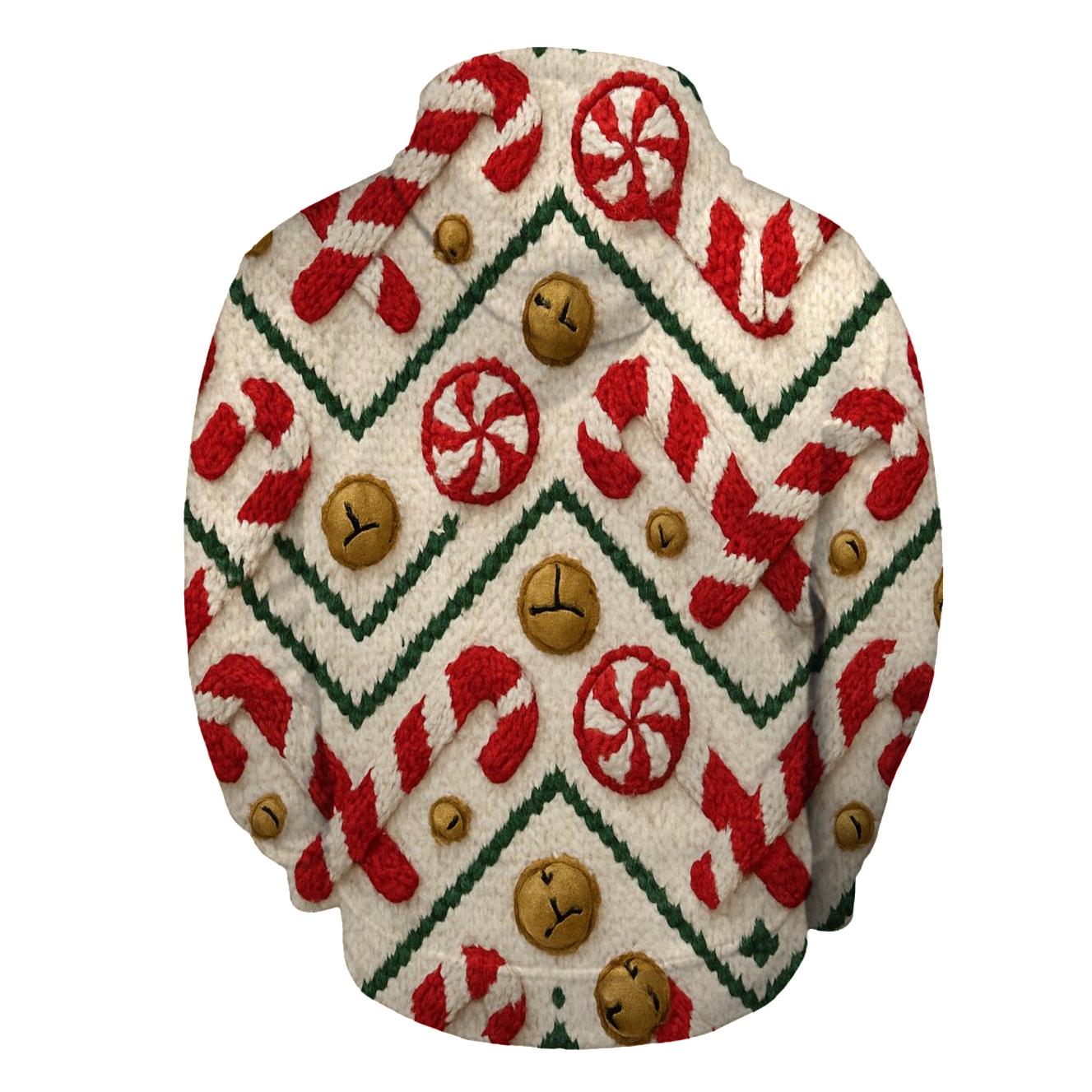 Candy Cane Knit Chevron Repeat On Warm Ivory Background graphic hoodies
