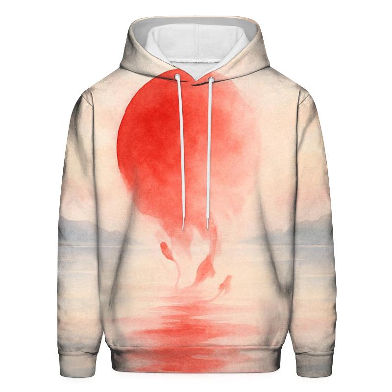 Rising Sun Over Watercolor Tides Japan custom hoodies