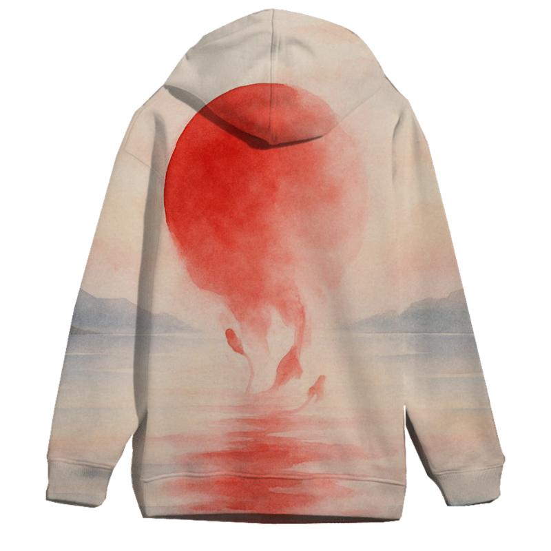 Rising Sun Over Watercolor Tides Japan custom hoodies