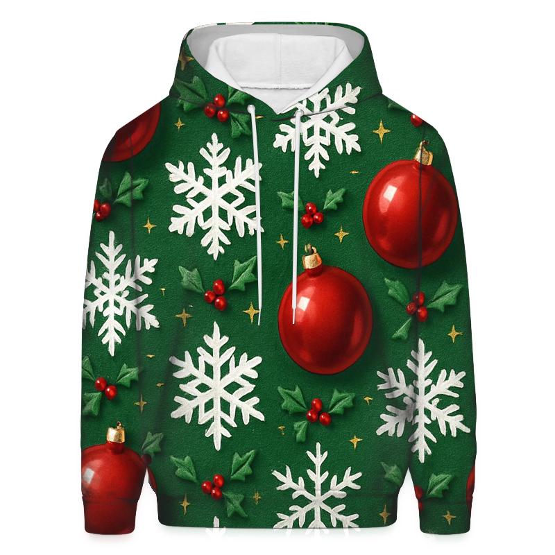 Crimson Ornament Snowflake Tessellation On Pine Green Background custom hoodies