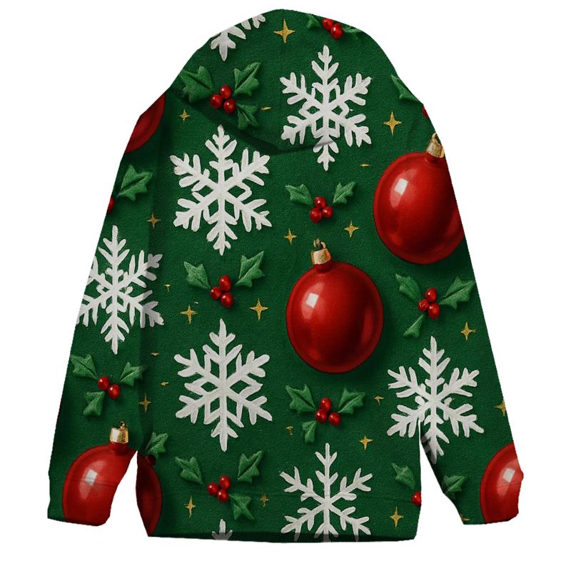 Crimson Ornament Snowflake Tessellation On Pine Green Background custom hoodies