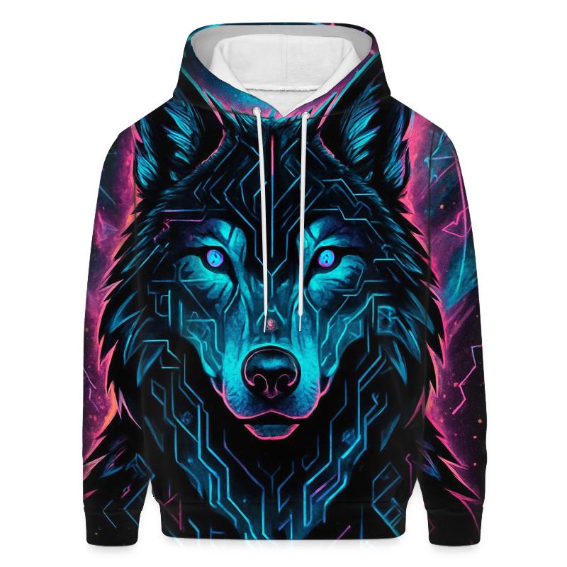 Aurora Circuit Wolf Sentinel custom hoodies