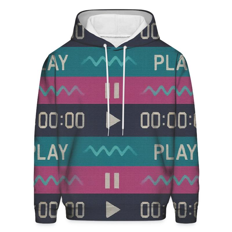 VHS Timecode Wave Pattern lightweight hoodies