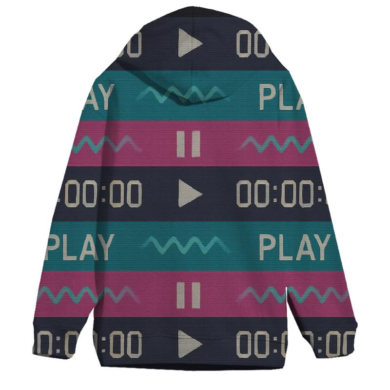 VHS Timecode Wave Pattern lightweight hoodies