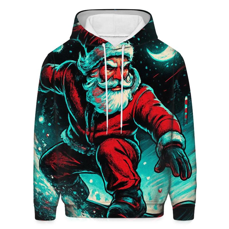 Neon Snowstorm Santa Street Rider zip-up hoodies